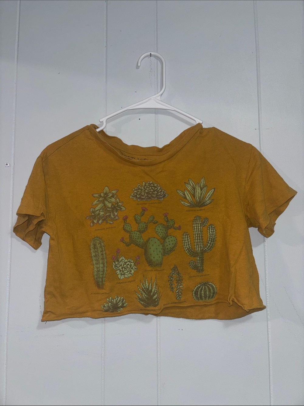 Fifth Sun Mustard Yellow Succulent Graphic Crop Top - Picture 4 of 6